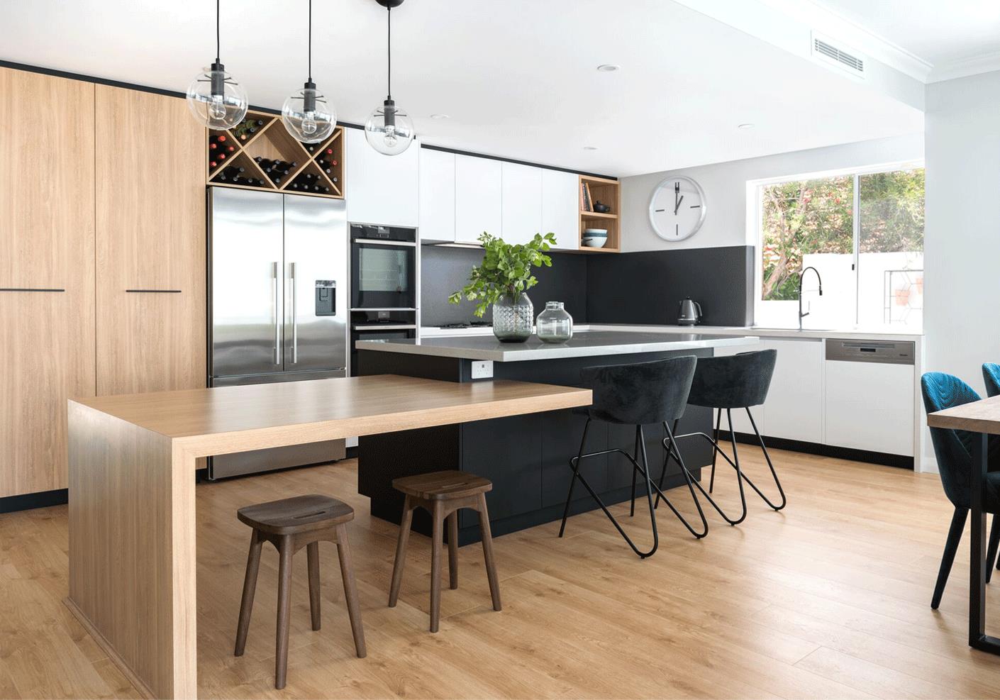 Modern Co Kitchen with Island Bench and dropdown table Modern Co Kitchen with Island Bench and dropdown table